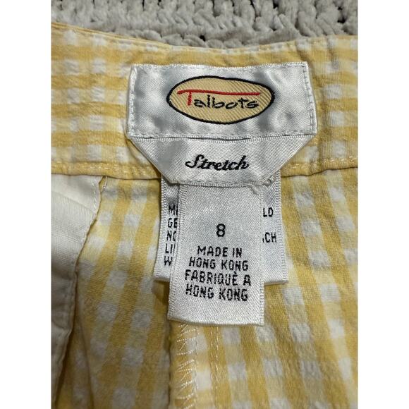 VTG Talbots Shorts Plaid 7" Inseam Women's Size 8 Butter Yellow Side Zip Stretch - Picture 2 of 9